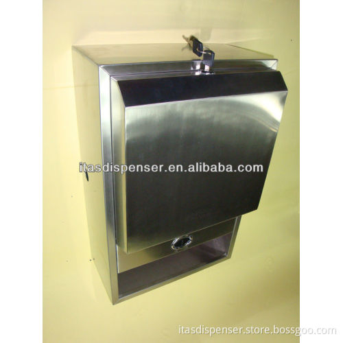 Stainless steel touch free tissue dispenser